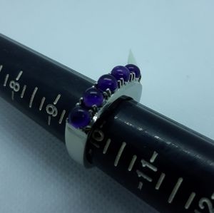 Genuine Amethyst 5 Stone Men's Ring